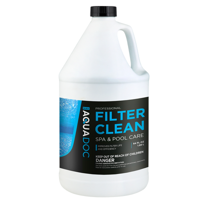 Aquadoc Filter Clean bottle for spa and pool care on a white background