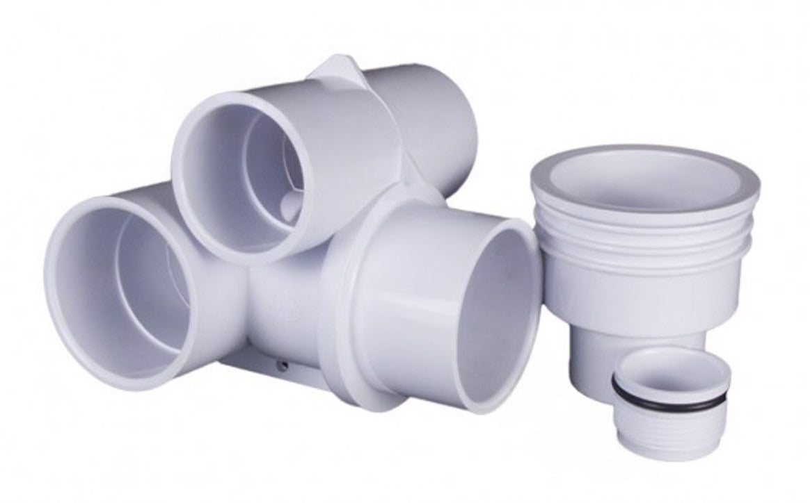 Front view of Super-Pro 2.5" white poly gunite jet body assembly