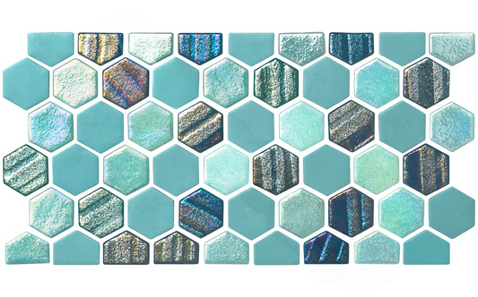 Full sheet of NPT Starburst Teal hex tile
