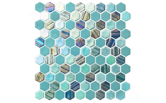 Full sheet of Starburst Teal mosaic tile