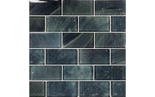 Closeup of GS84896B2 Stratus Gray Subway Glass Tile