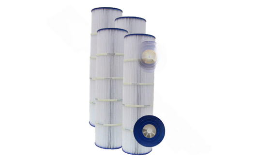 Super-Pro 7" Diameter 425 SqFt Replacement Filter Cartridge 4 Pack for pool filtration.