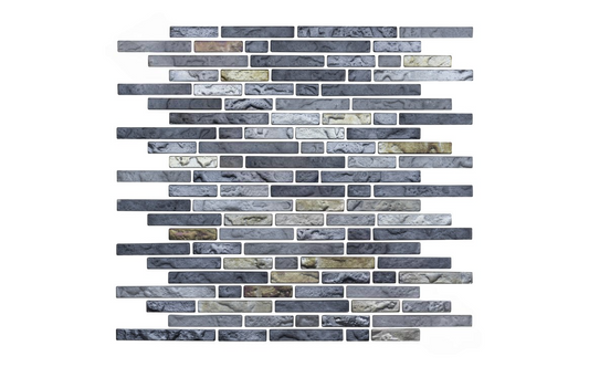 Close-up of dark gray and silver mosaic tile