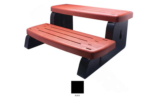 Front view of Waterway 33" black spa step assembly