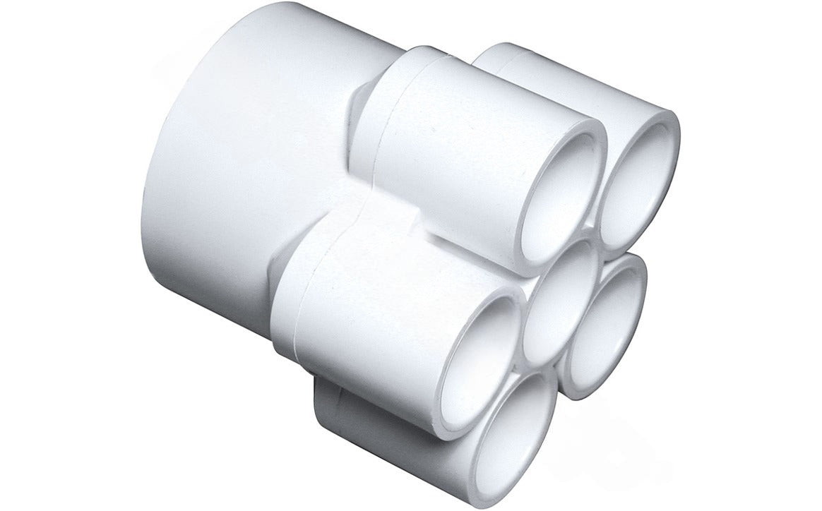 Waterway 672-4260 2" S x (6) 3/4" S ports manifold front view
