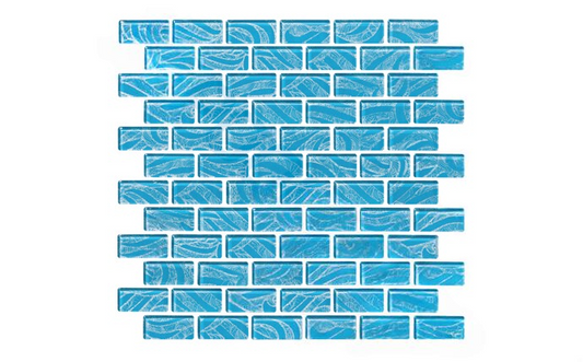 Close-up view of Zephyr Blue glass tile